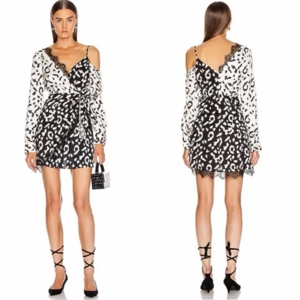 Self-Portrait Leopard Print Lace Mini Dress Cocktail Party Wedding 10